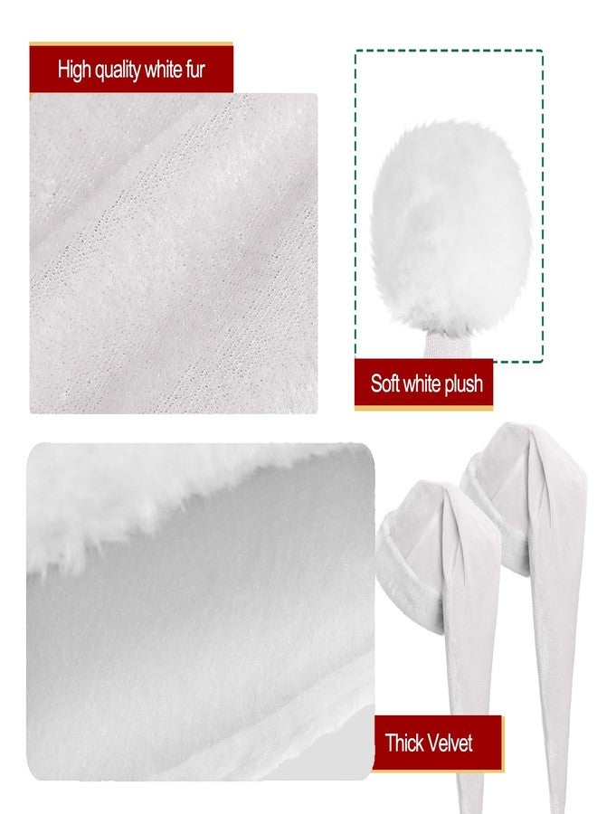 Cozypower 3 Pcs Christmas Santa Hat for Adults with Plush Brim Thicken Unisex Velvet Classic Xmas Holiday New Year Party(White,Long Style) - Image 3